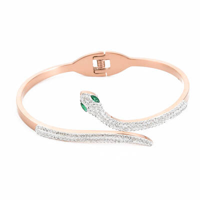 Rhinestone Snake Open Cuff Bangle