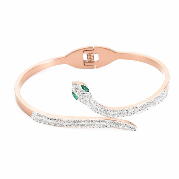Rhinestone Snake Open Cuff Bangle