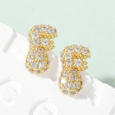Brass Micro Pave Cubic Zirconia Stud Earrings