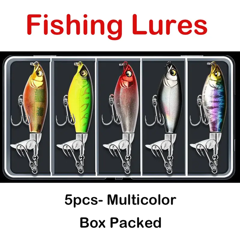 5PCS-Top Floating Swimming Water Bass Fishing Lures, Box Packed Fishing Lures with Propellers-Catfish Bait Trout Lures Gifts ...
