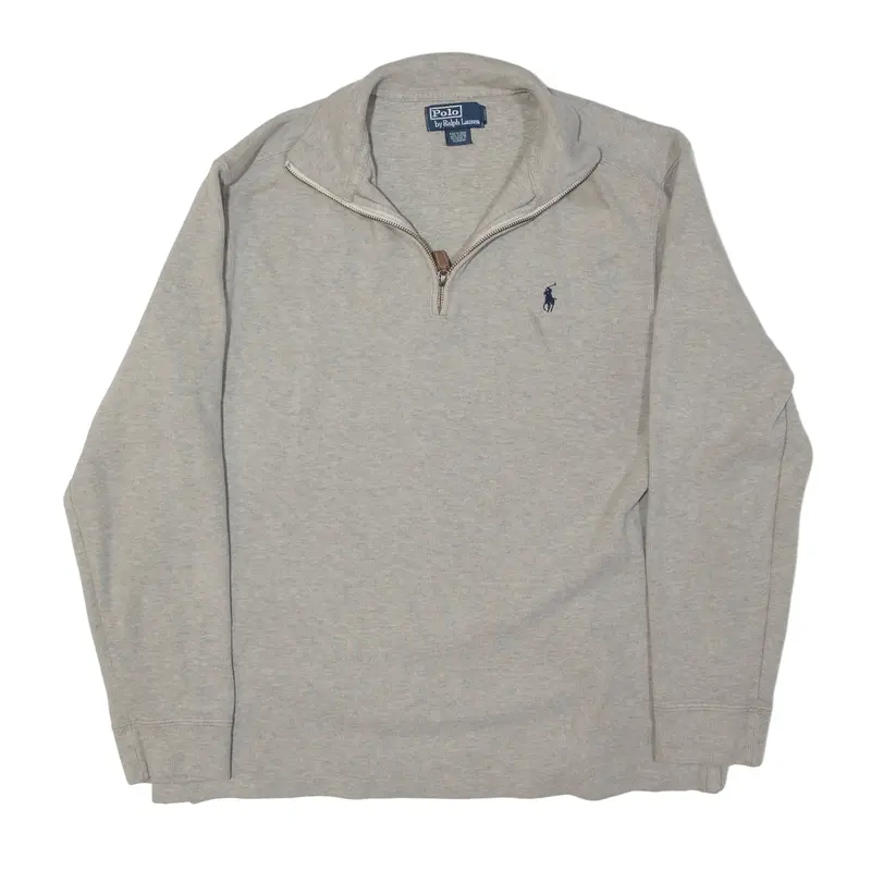 POLO RALPH LAUREN Jumper Grey Tight Knit 1/4 Zip Mens L