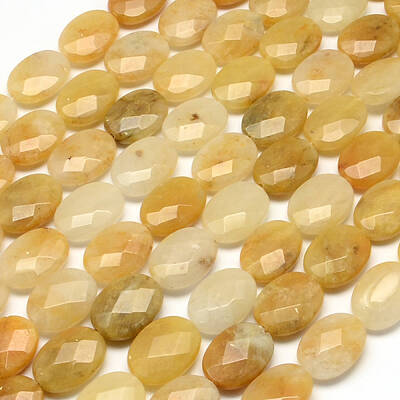Faceted Oval Natural Topaz Jade Beads Strands