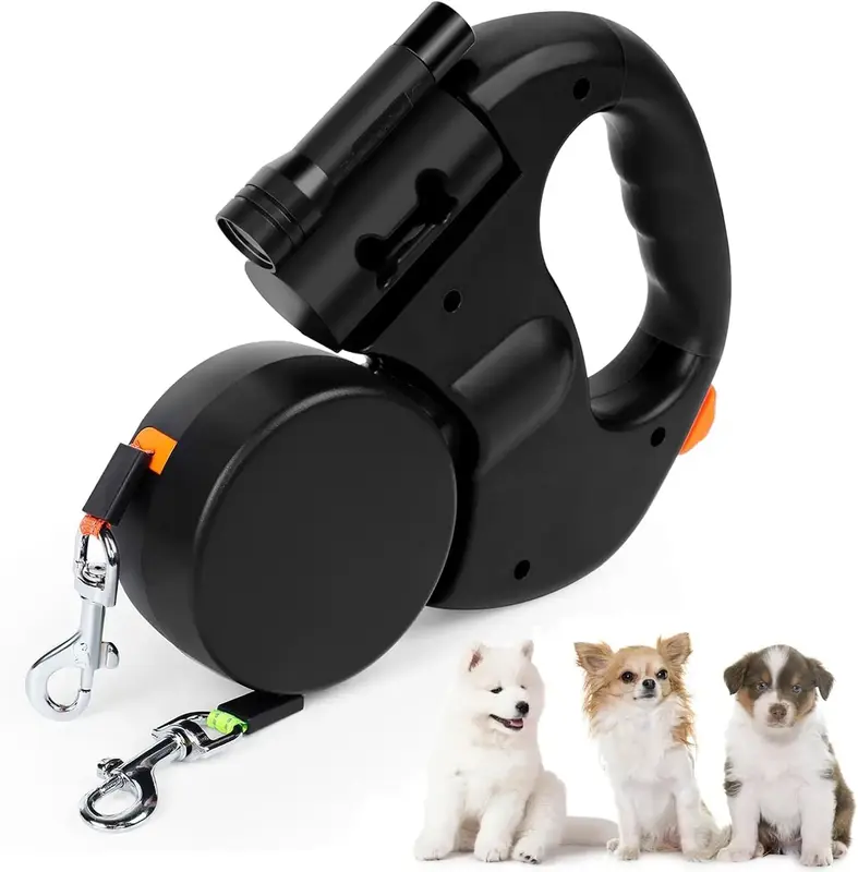 Dual Retractable Dog Leash, New Leash for Two Dogs 3M Pet Two-Headed Traction Rope for Running Hiking Training with 360 Tangl...