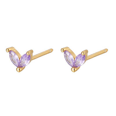 Golden 925 Sterling Silver Micro Pave Cubic Zirconia Stud Earrings