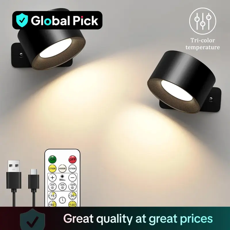 Magnetic RGB Wall Lights, LED Wall Lamp with USB Port, Rechargeable Battery Powered, Adjustable Brightness, Home Decor Lighti...