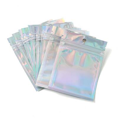 Rectangle Zip Lock Plastic Glitter Holographic Bags