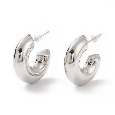 Brass C-shape Stud Earrings