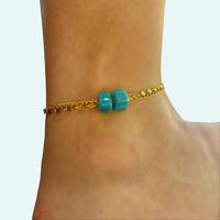 PROTECT YOUR PATH ANKLET - Adjustable Chain in Silver with Bold Blue Bead, Handmade Design for Grounding Energy and Personal ...