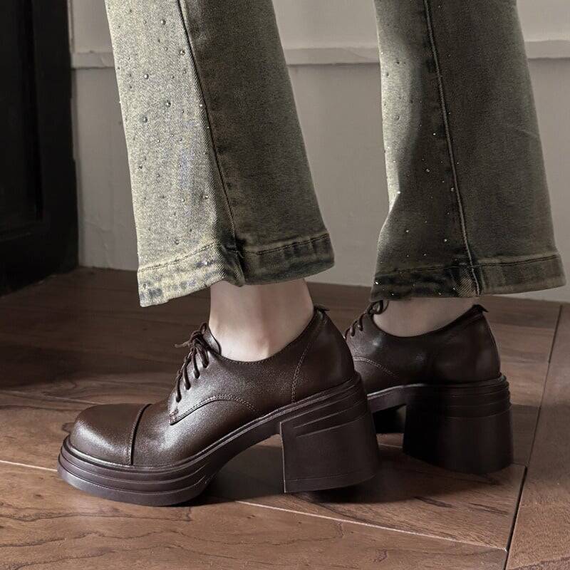 CHIKO Beril Round Toe Block Heels Oxfords Shoes