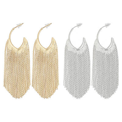 2 Pairs 2 Colors Alloy Tassel Stud Earrings