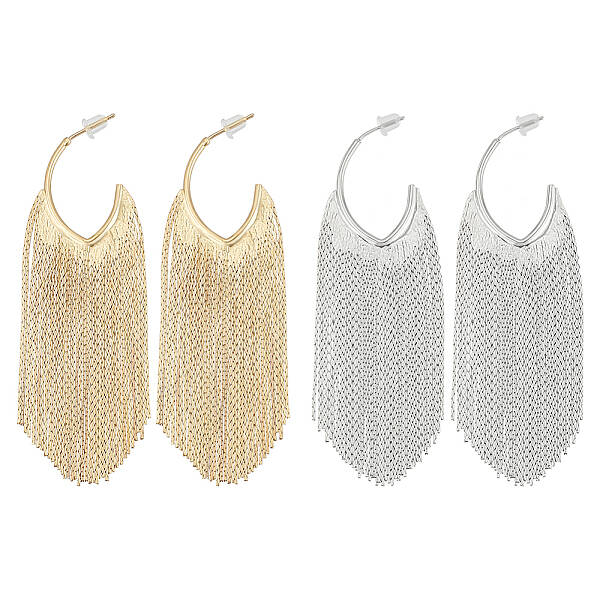2 Pairs 2 Colors Alloy Tassel Stud Earrings