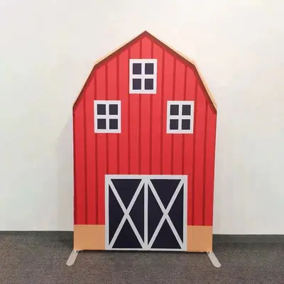 Red Farm Barn House Kids Party Arch Backdrop
