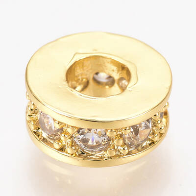 Brass Micro Pave Cubic Zirconia Beads