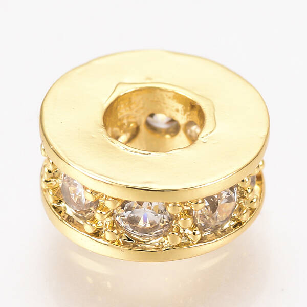 Brass Micro Pave Cubic Zirconia Beads