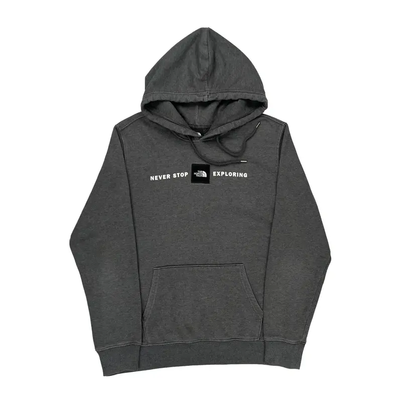 The North Face Graphic Hoodie - Large Grey Cotton Blend