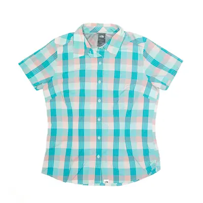 THE NORTH FACE Vaporwick Shirt Blue Check Short Sleeve Womens L