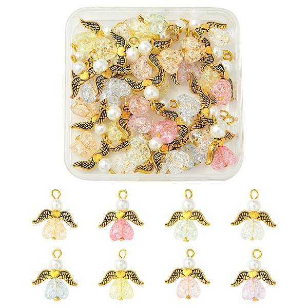 30Pcs Heart Acrylic Pendants