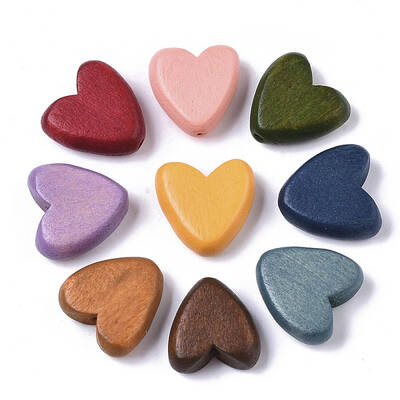 Painted Natural Wood Beads