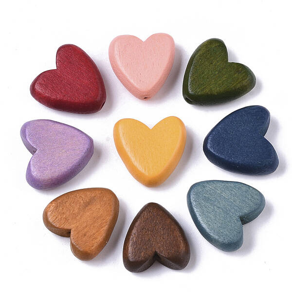 Painted Natural Wood Beads