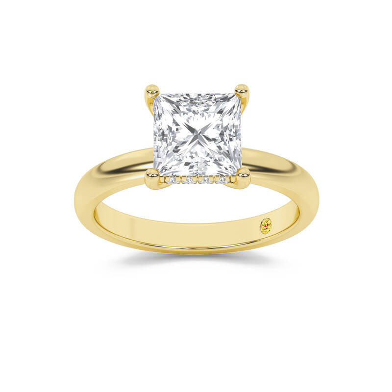 Firefly Hidden Halo Princess Cut Lab Grown Diamond Engagement Ring | 14K Yellow Gold 2 1/10 CT. TW.