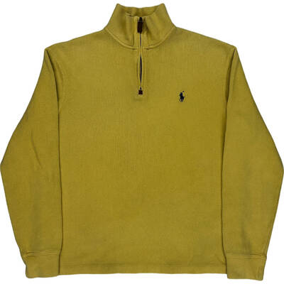 Ralph Lauren 1/4 Zip Sweatshirt - Small - Yellow Cotton