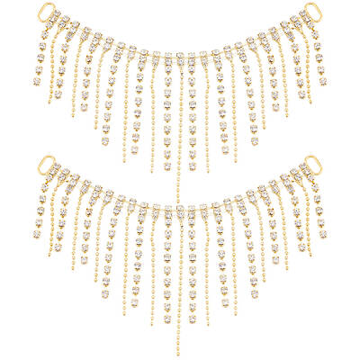 2Pcs Alloy & Glass Rhinestones Tassel Shoe Decoration Chain