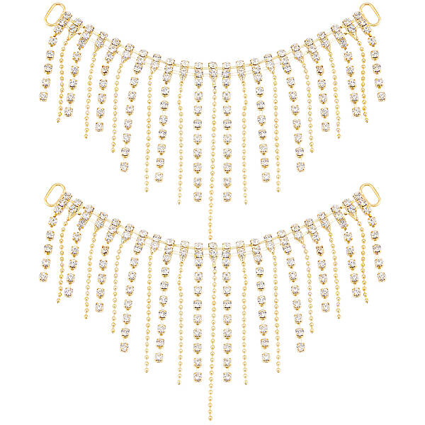 2Pcs Alloy & Glass Rhinestones Tassel Shoe Decoration Chain