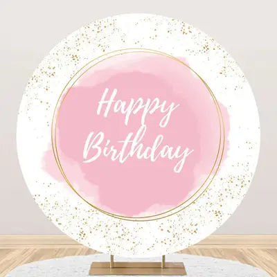 Round Pink Abstract Marble Texture Birthday Backdrop