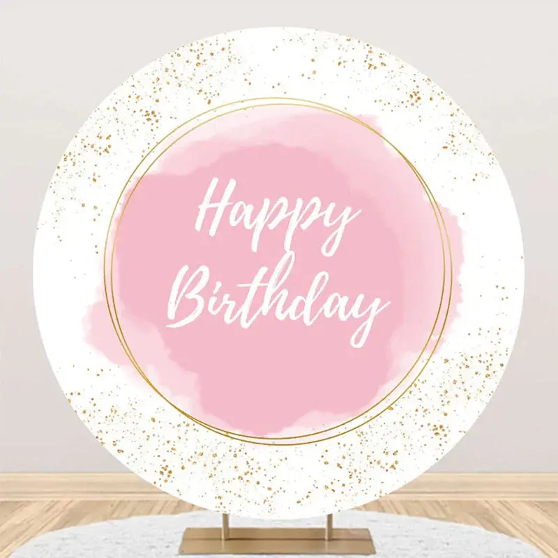 Round Pink Abstract Marble Texture Birthday Backdrop