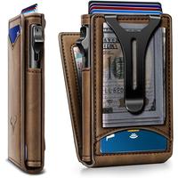 Men Wallet, Clip Wallet Slim For Gift Men 9Cards-Metal Credit Card Case in  Leather Flip