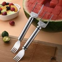 【1/2 Pack】Watermelon Fork Slicer Cutter Slicer Tool, 2-in-1 Stainless Steel Fruit Cutter, Dual Head Fruit Forks Slicer Kn...