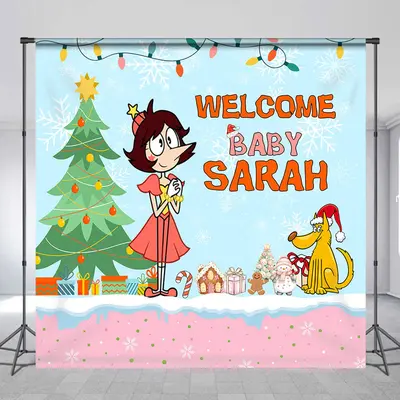 Custom Name Christmas Tree Snow Baby Shower Backdrop - Aperturee