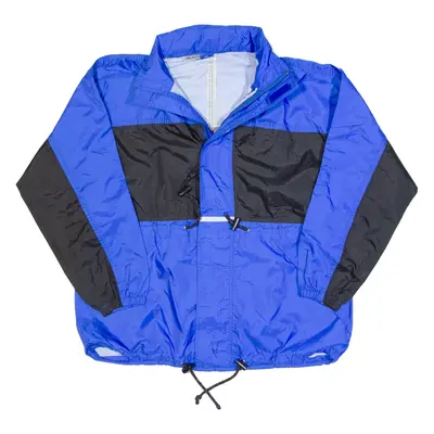 PLAY CREW Boys Rain Jacket Blue 90s Hooded XL