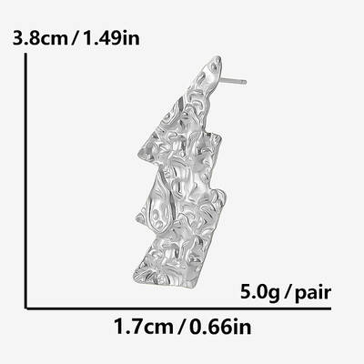 304 Stainless Steel Stylish Irregular Folded Stud Earrings