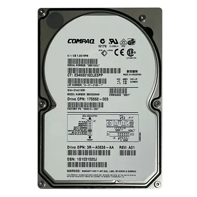 3R-A0838-AA HP 9.1GB Wide Ultra2 SCSI 7200 3.5-inch Hard Drive