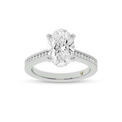 Paris Channel Set Oval Lab Diamond Engagement Ring | 18K White Gold 3 1/4 CT. TW.