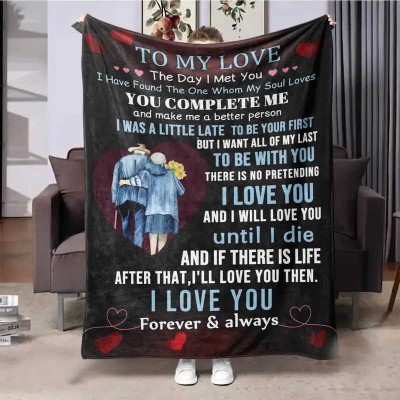 Letter Pattern Blanket, 1 Count Soft Warm Throw Blanket, Air-conditioned Room Blanket, Warm Nap Blanket for Home Office Trave...