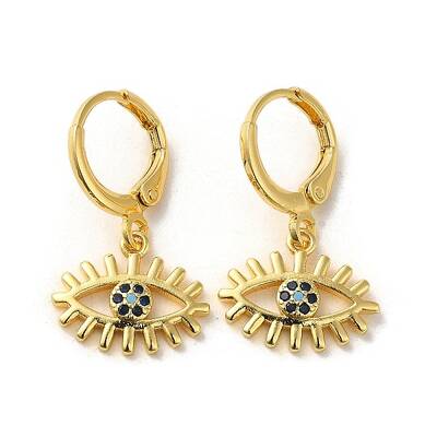 Horse Eye Brass Dangle Leverback Earrings
