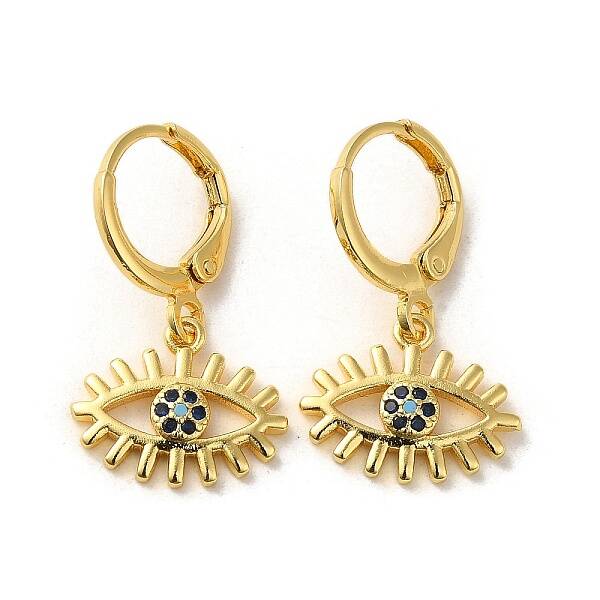 Horse Eye Brass Dangle Leverback Earrings