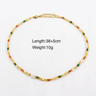 Handmade Natual Pearl & Natural Quartz & Shell Beaded Necklaces