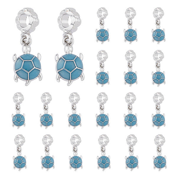 20Pcs Alloy Cadet Blue Enamel European Dangle Charms