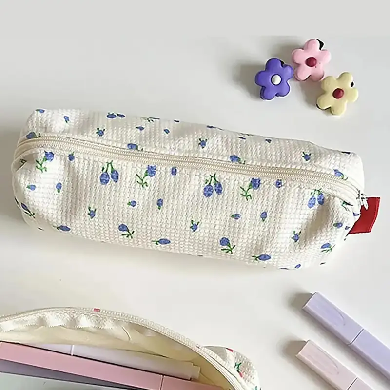 Floral Pattern Pencil Bag, 1 Count Cute Simple Pen Bag, Stationery Storage Bag, Desk Organiser for Office Home School Studen...