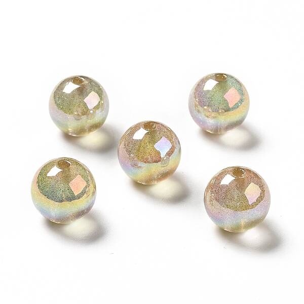 UV Plating Transparent Rainbow Iridescent Acrylic Beads
