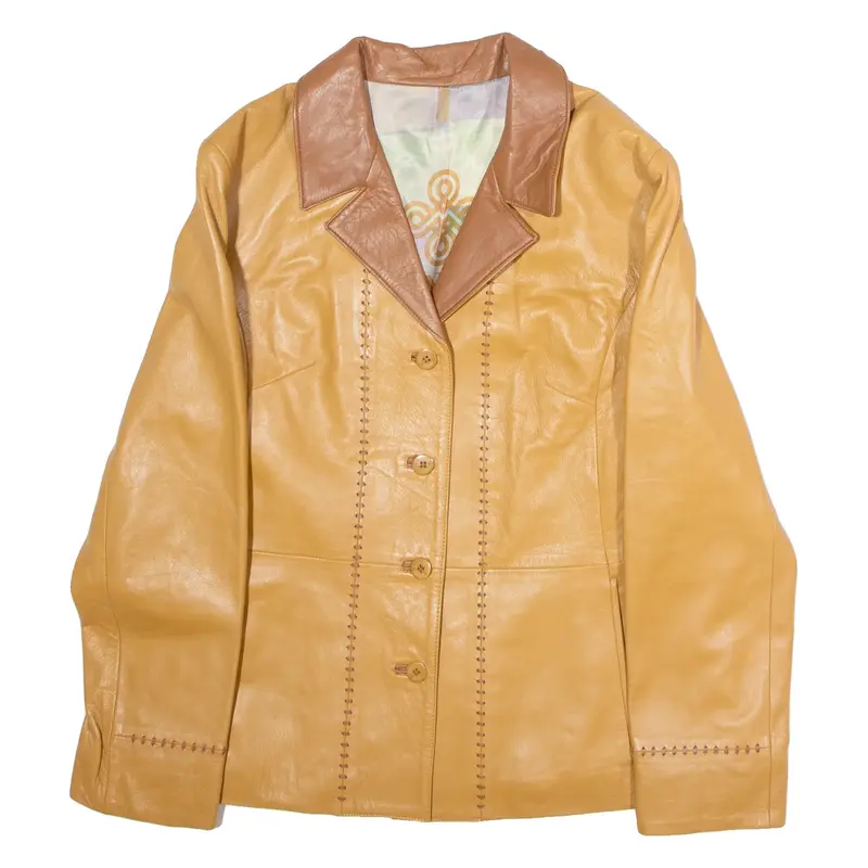 JUNIPER Womens Trench Jacket Beige Leather 90s UK 18