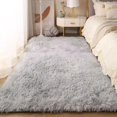 Durable Solid Color Soft Fluffy Large Rug, 1 Count Rectangular Plush Floor Mat, Decorative Carpet for Living Room Home Bedroo...