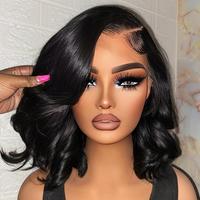 2025 Hot [Body Wave Human Hair Short Wig] Glueless Short Bob Wig Human Hair, Pre-Plucked 13x4 HD Lace Front, Body Wave Style ...