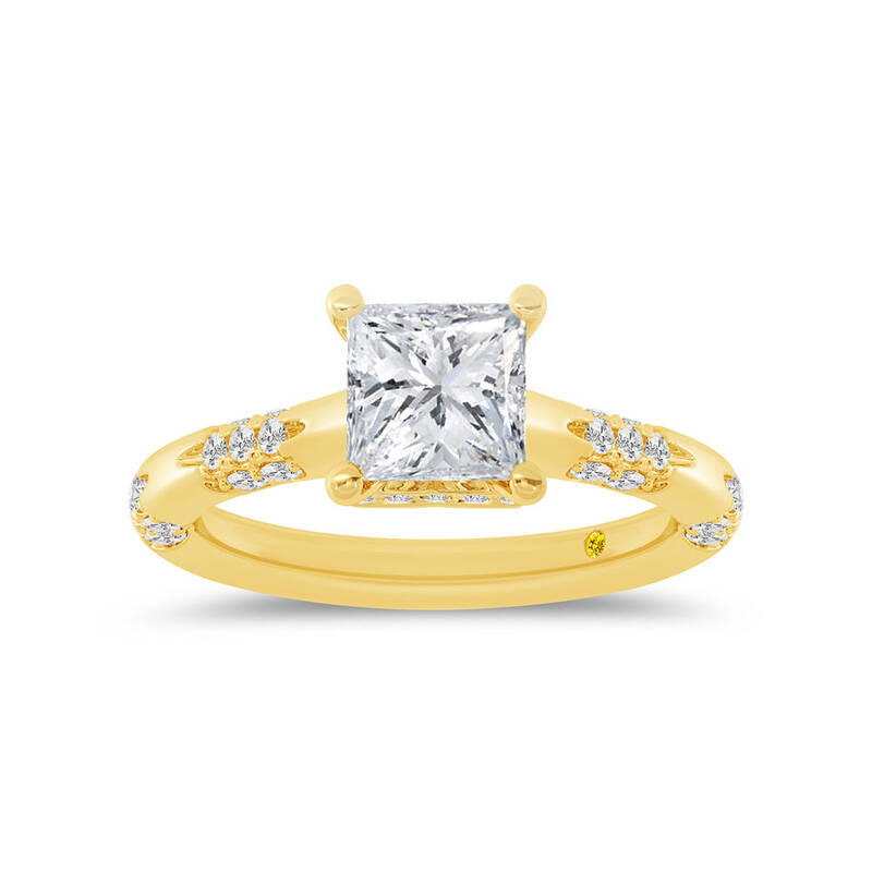 Quell Petite Hidden Halo Princess Cut Lab Grown Diamond Engagement Ring | 18K Yellow Gold 3 3/4 CT. TW.