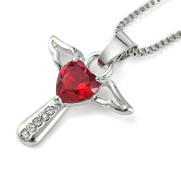 Cubic Zirconia Fairy with Heart Pendant Necklace with Box Chains