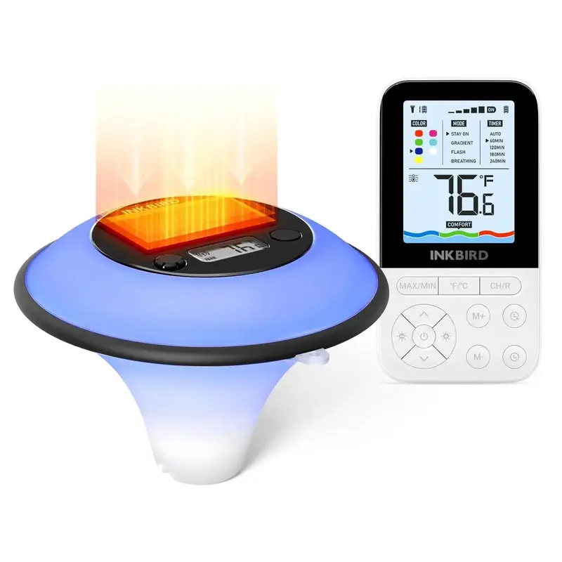 INKBIRD floating wireless thermometer, 1 with indoor temperature and humidity monitor, suitable for swimming pools, bathtubs,...