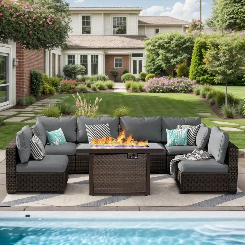 7 Pieces Patio Furniture Set with 44\